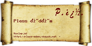 Pless Ádám névjegykártya