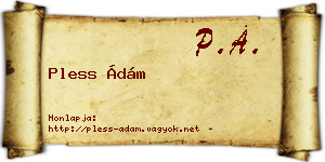 Pless Ádám névjegykártya